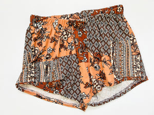 Brown Patchwork Breezy Shorts