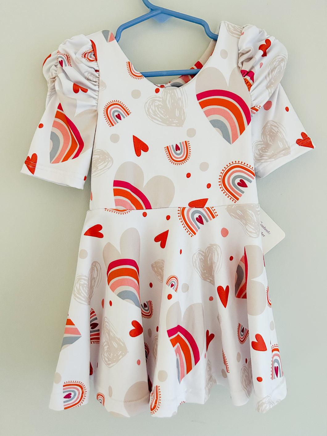 Hearts and rainbow bow back twirl dress