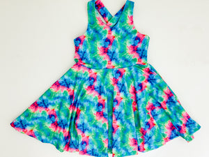 Tie dye pinafore dress