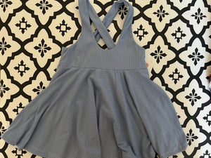 Blue rib pinafore (lower front bodice)