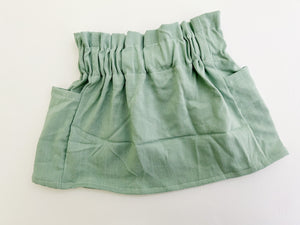 Mint stretch linen paperbag pocket skirt