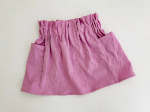 Stretch Linen Paperbag pocket skirt